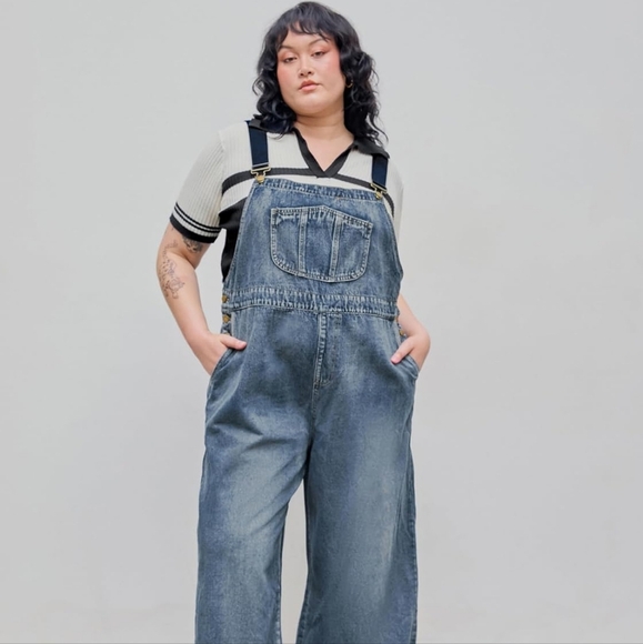 Cider Blue Denim Overalls with Vintage-Inspired Design - Picture 1 of 3